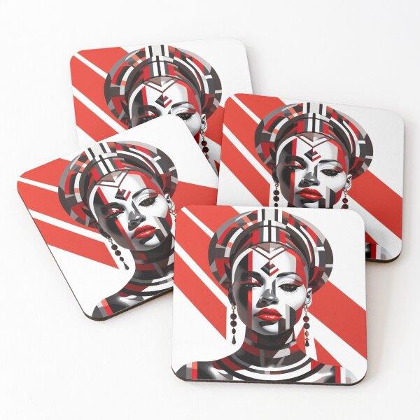 Item preview, WOMAN WORRIOR BLACK RED WHITE STRIPES ABSTRACT 11 designed and sold by justyna-s28.