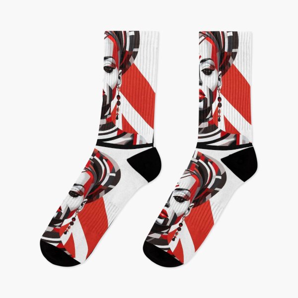 Item preview, WOMAN WORRIOR BLACK RED WHITE STRIPES ABSTRACT 11 designed and sold by justyna-s28.