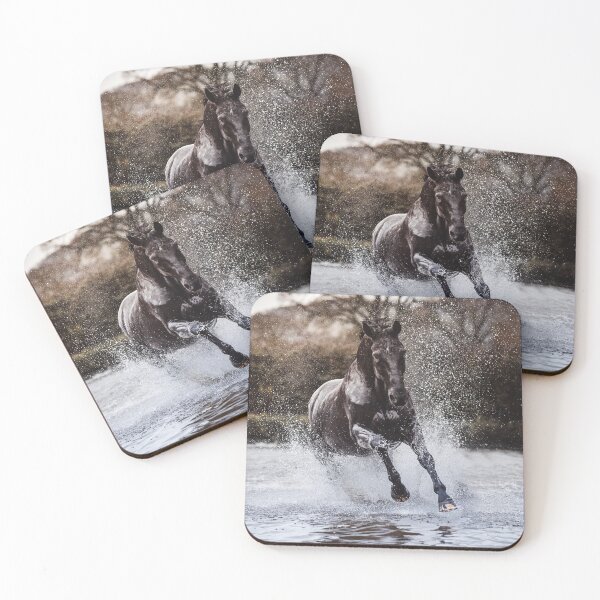 Item preview, Bob the Elegant Black Horse Cantering in Water designed and sold by may whiston.