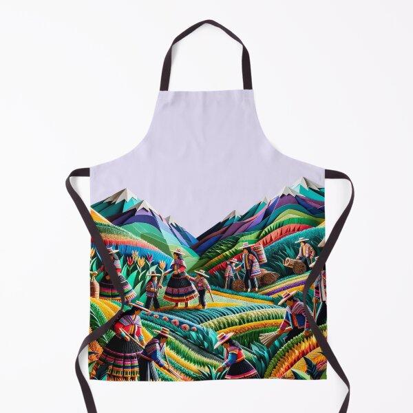 Item preview, Dynamic Artwork of Peruvian Family Harvesting Andes Fields Colorful Flowers designed and sold by ARVA-Digital.