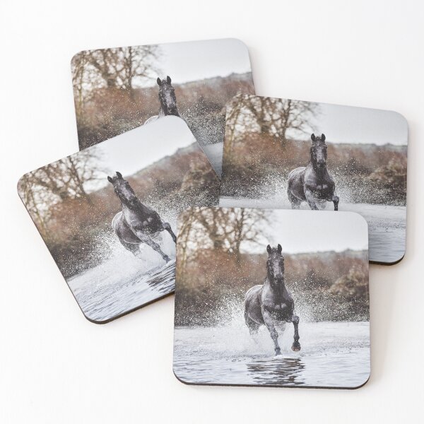 Item preview, Bob the Elegant Black Horse Cantering in Water designed and sold by may whiston.