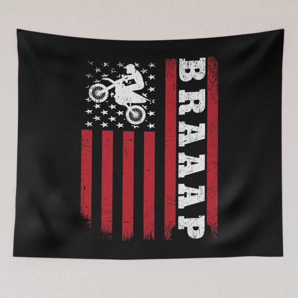 Item preview, Braaap American USA Flag Vintage Dirt Bike Rider Motocross designed and sold by MobyStickers.