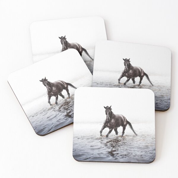 Item preview, Bob the Elegant Black Horse Cantering in Water designed and sold by may whiston.