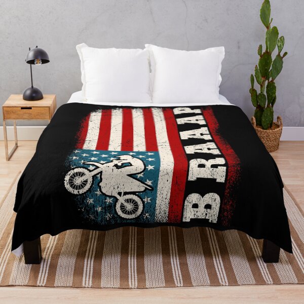 Item preview, Braaap American USA Flag Vintage Dirt Bike Rider Motocross designed and sold by MobyStickers.