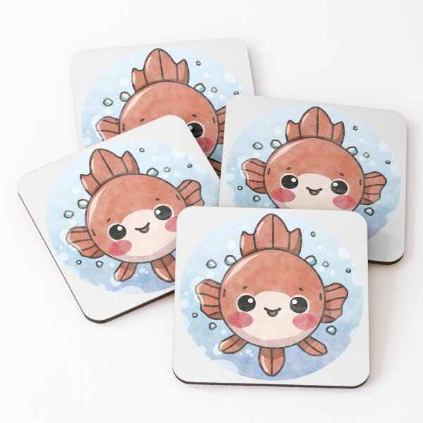 Item preview, Red watercolor fish in water cute kawai designed and sold by ChataMaroon.