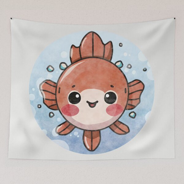 Item preview, Red watercolor fish in water cute kawai designed and sold by ChataMaroon.