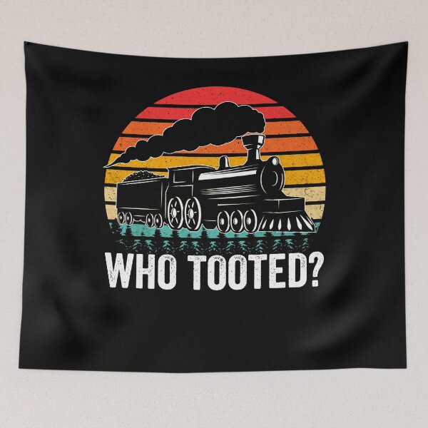 Item preview, Who Tooted Funny Train Lover Retro Sunset Railroad Conductor designed and sold by MobyStickers.