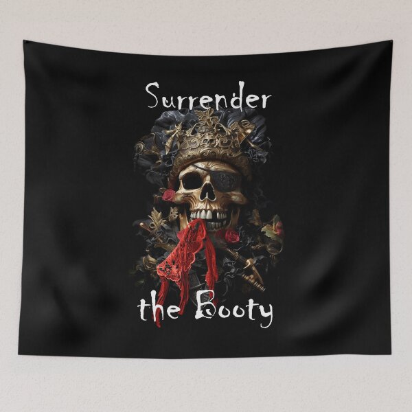 Item preview, Surrender the Booty Cheeky Laughing Pirate Skull designed and sold by LuckyWhopper.