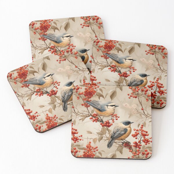 Item preview, Vintage Garden Bird Illustration With Berries Floral Print designed and sold by FoxTreeDesign.