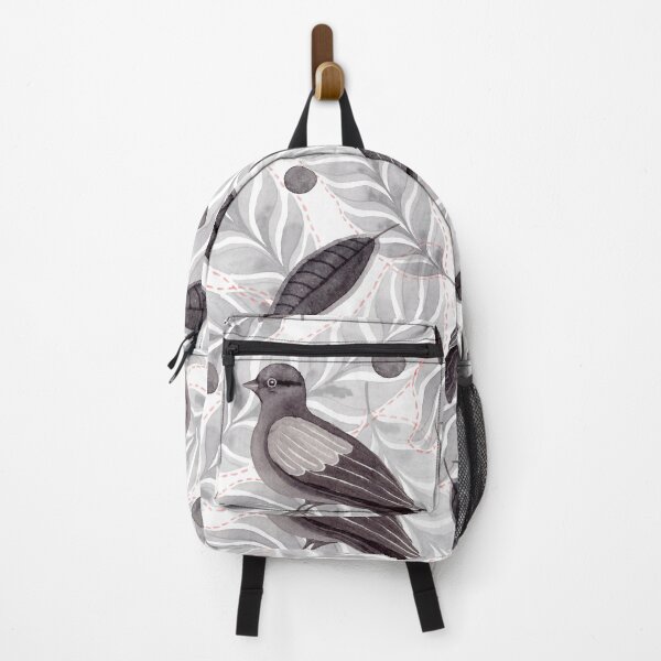 Item preview, Gray Dove bird with leaves and dots hand painted watercolor pattern. designed and sold by NadyaSaen.