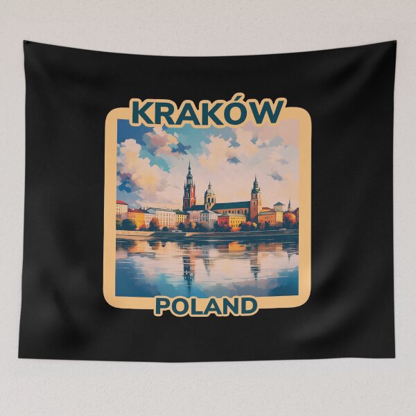 Item preview, Architectural landscape of Krakow, Poland. Retro vintage Krakow  travel design. designed and sold by Unitepeople.