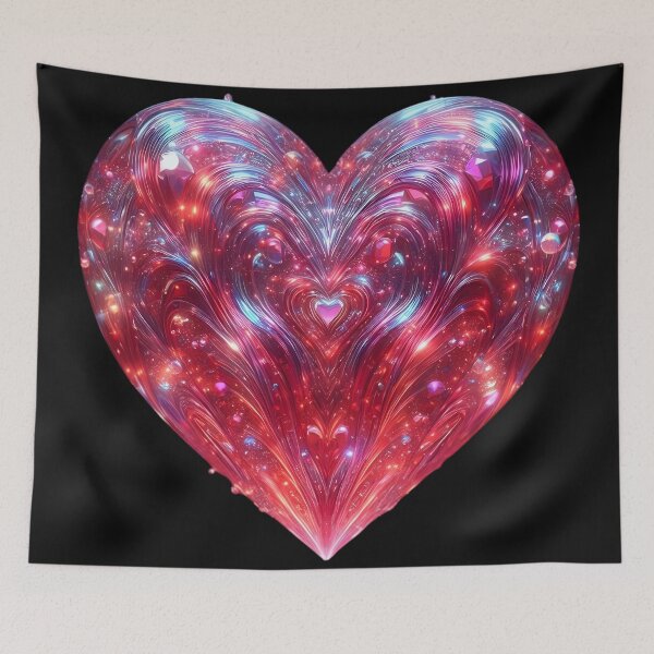 Item preview, Crimson Embrace: A Holographic Heart designed and sold by AI-Only Creations.