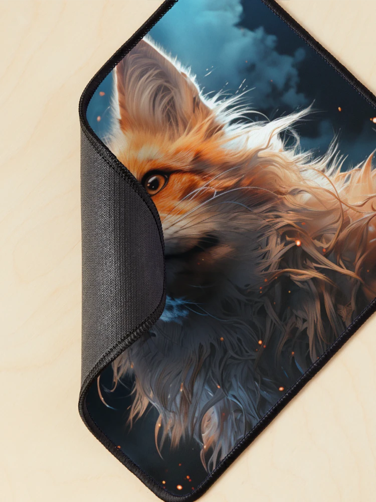 Thumbnail 2 of 5, Mouse Pad, Ethereal Fire Fox Portrait designed and sold by FoxTreeDesign.