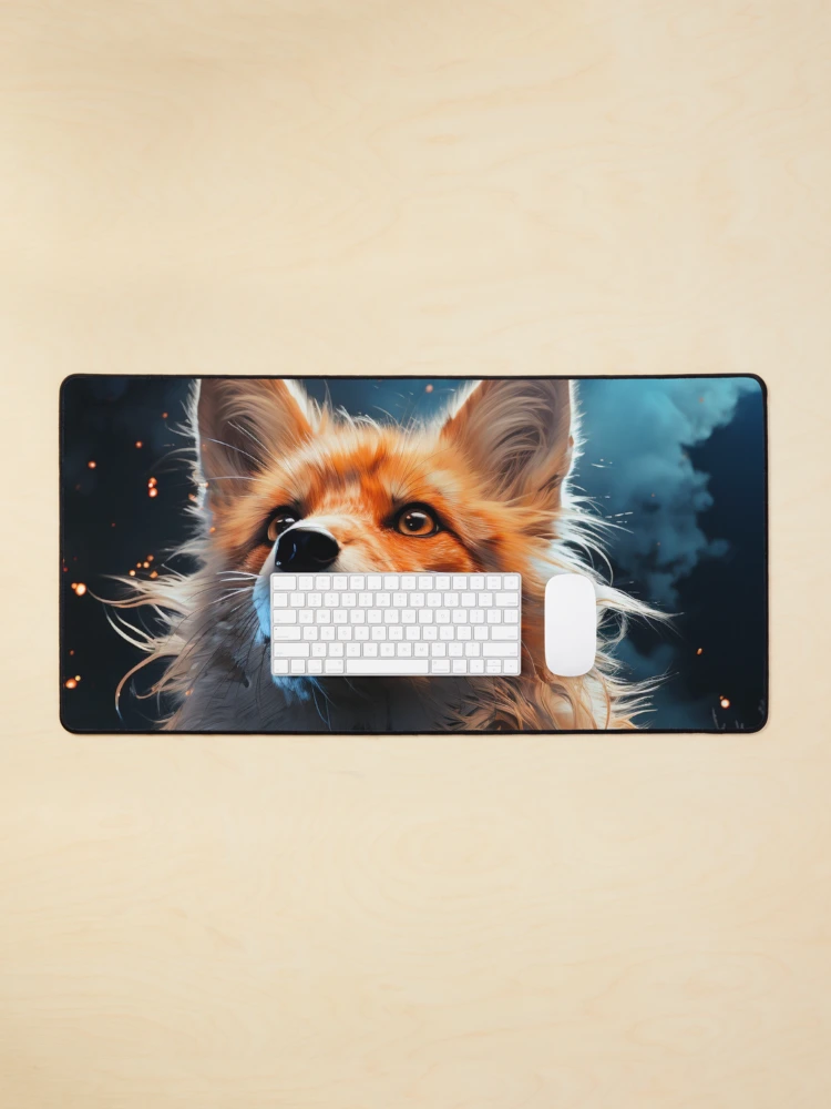 Thumbnail 1 of 5, Mouse Pad, Ethereal Fire Fox Portrait designed and sold by FoxTreeDesign.