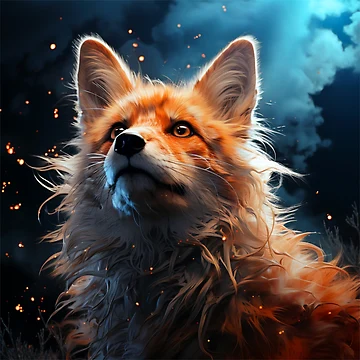 Artwork thumbnail, Ethereal Fire Fox Portrait by FoxTreeDesign