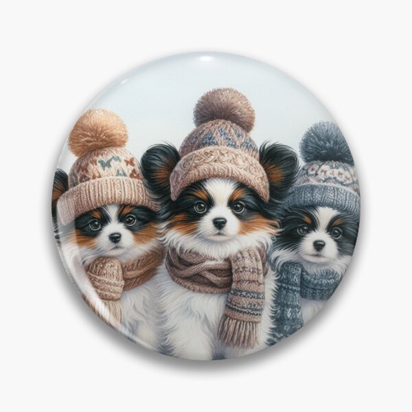 Item preview, Papillon Puppies in Winter Hats and Snow designed and sold by Animals-on-me.
