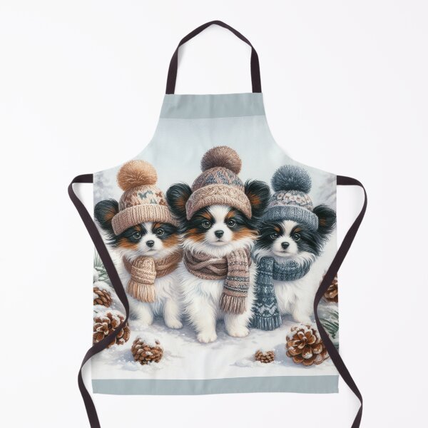 Item preview, Papillon Puppies in Winter Hats and Snow designed and sold by Animals-on-me.