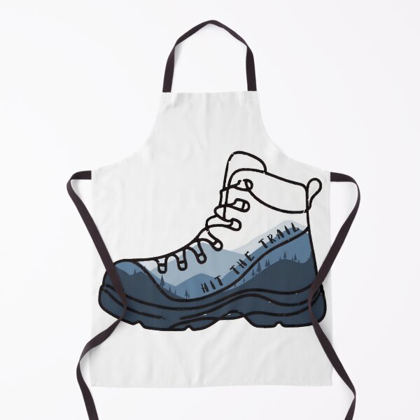 Item preview, Hit the trail shoe line art minimalist blue mountain landscape designed and sold by OutdoorMemories.