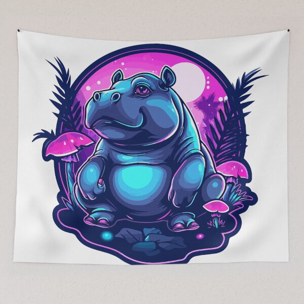 Item preview, Blue hipopotamus at the night designed and sold by TheRealmWithin.