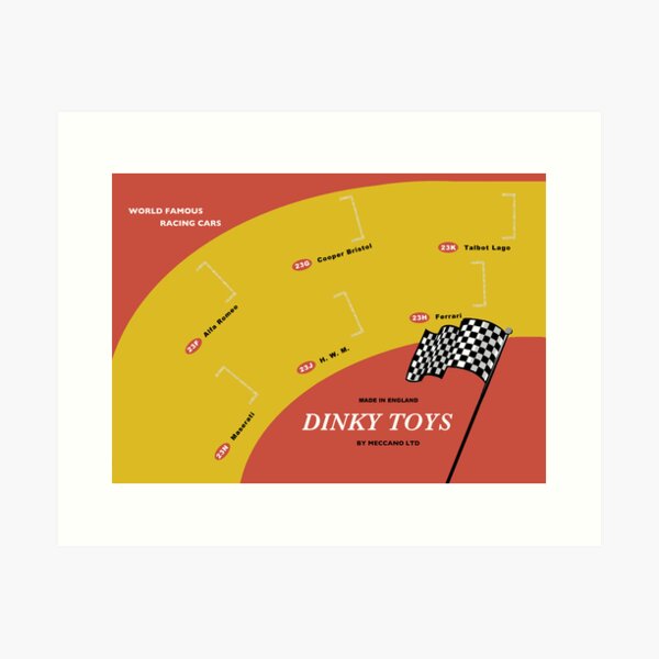 Artikel-Vorschau von Dinky Toys inspirierte Rennwagen-Shop-Display-Karte, designt und verkauft von RedFirecracker.