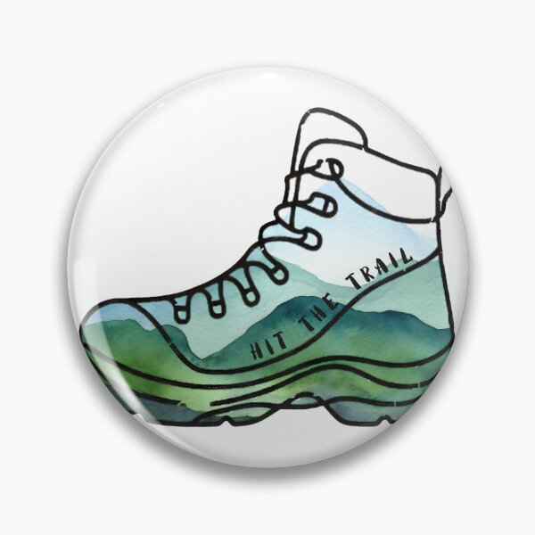 Item preview, Hit the trail shoe line art minimalist green mountain landscape designed and sold by OutdoorMemories.