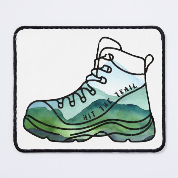 Item preview, Hit the trail shoe line art minimalist green mountain landscape designed and sold by OutdoorMemories.