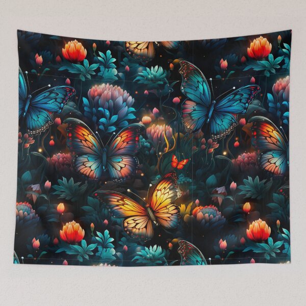 Item preview, Butterfly Night Light Garden Fantasy Floal Print designed and sold by FoxTreeDesign.
