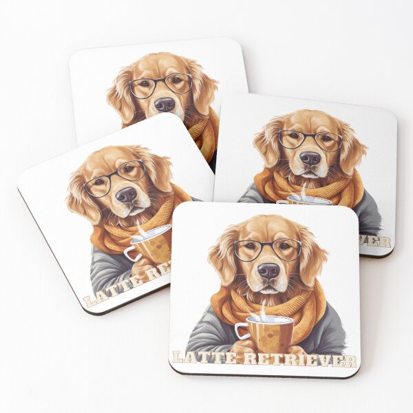 Item preview, Golden Retriever Drinking a Latte for Coffee and Golden Lovers designed and sold by KazzasKorner.
