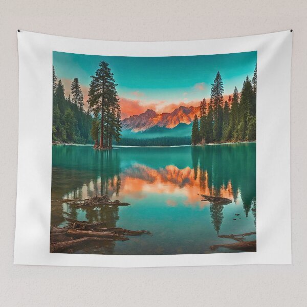 Item preview, Serene Redwood Forested Lake Sunset designed and sold by Fredster1966.