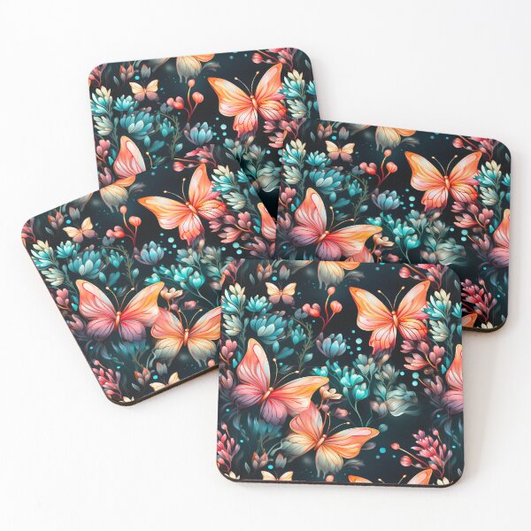 Item preview, Butterfly Peachy Pink Garden Floral Print designed and sold by FoxTreeDesign.