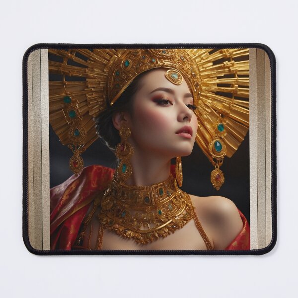 Item preview, The Glamorous Golden Concubine Of Thelous Enchanting AI Concept Art Portrait by Xzendor7 designed and sold by Xzendor7 Digital Art Creations.