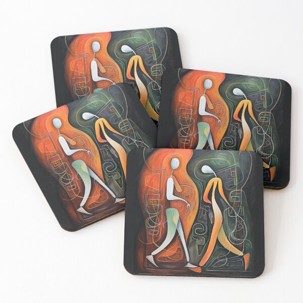 Item preview, Abstract Painting of an Active Couple on a Dark Background  designed and sold by MaryFiore.