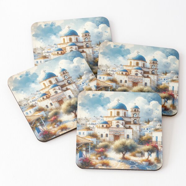 Item preview, Tranquil Greek Church Art designed and sold by glowarya.