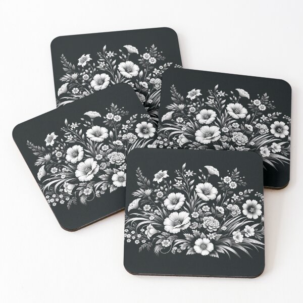 Item preview, Monochrome Garden Nocturnal Blooms Decoupage Design Artwork and Art Design designed and sold by irek07.