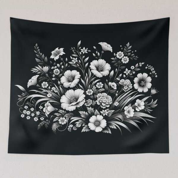 Item preview, Monochrome Garden Nocturnal Blooms Decoupage Design Artwork and Art Design designed and sold by irek07.