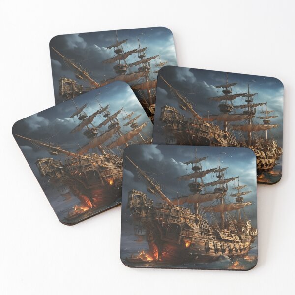 Item preview, Pirate Ship - Calm Shores at Midnight - Digital Art designed and sold by SnoopyTF.