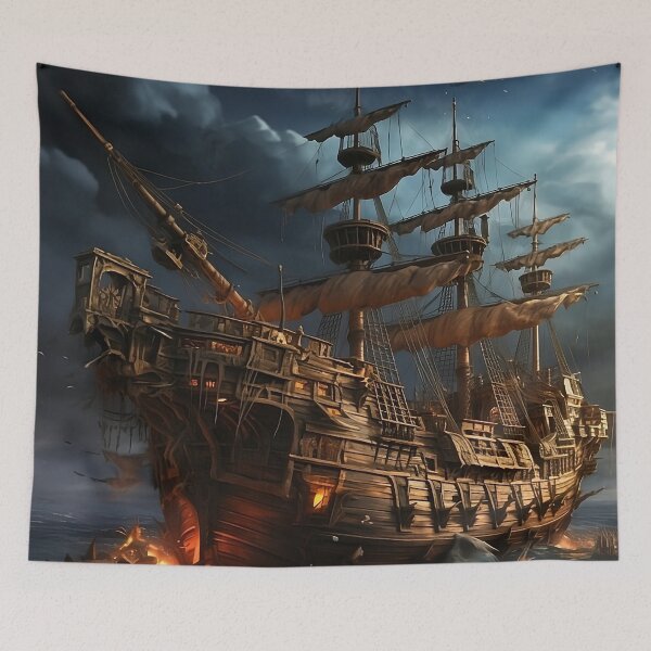 Item preview, Pirate Ship - Calm Shores at Midnight - Digital Art designed and sold by SnoopyTF.