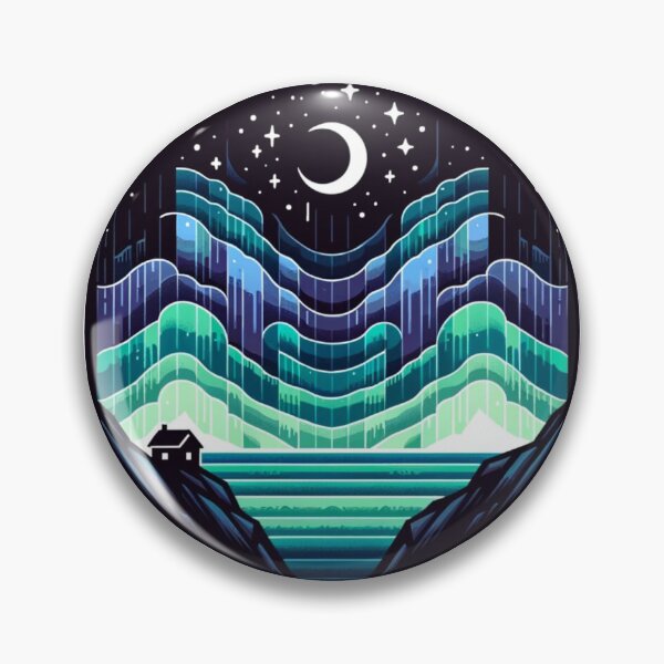 Item preview, Enchanted Night Mountain Cabin Badge designed and sold by YegMark.