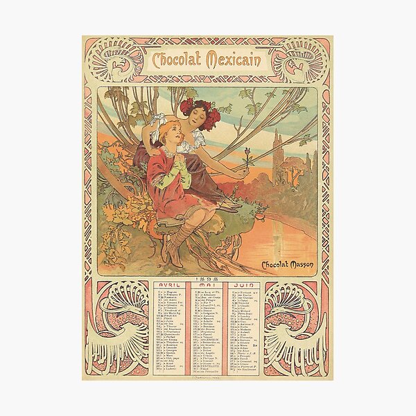 Aperçu de l'œuvre Chocolat Masson Chocolat Mexicain. 1897 3, par Alphonse Mucha. HAUTE DÉFINITION créée et vendue par MINDTHECHERRY.