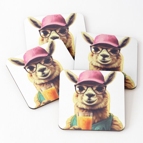 Item preview, Llama with glasses drinking juice designed and sold by Art-Design-EM.