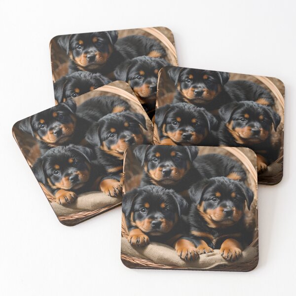 Item preview, Rottweiler puppies in a basket designed and sold by Proren.