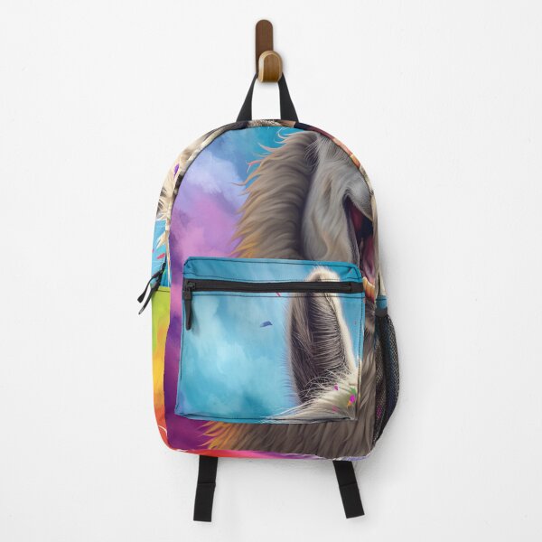 Item preview, A smiling llama with a colorful rainbow background, perfect for spreading positivity and good vibes designed and sold by joyfulk8.
