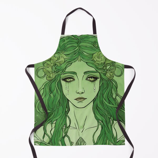Item preview, Crying Sad Green Woman Goddess Art Nouveau designed and sold by GoddessNouveau.