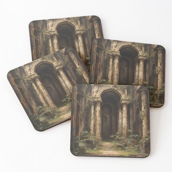 Item preview, Ancient ruins in the jungle, vintage oil painting designed and sold by CreativeSparkzz.