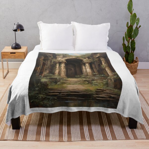 Item preview, Ancient ruins in the jungle, vintage oil painting designed and sold by CreativeSparkzz.