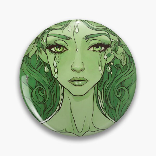 Artikelvorschau, Weinende traurige grüne Frauengöttin im Jugendstil entworfen und verkauft von GoddessNouveau.