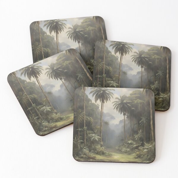 Item preview, A subtropical rainforest with beautiful trees, vintage oil painting designed and sold by CreativeSparkzz.