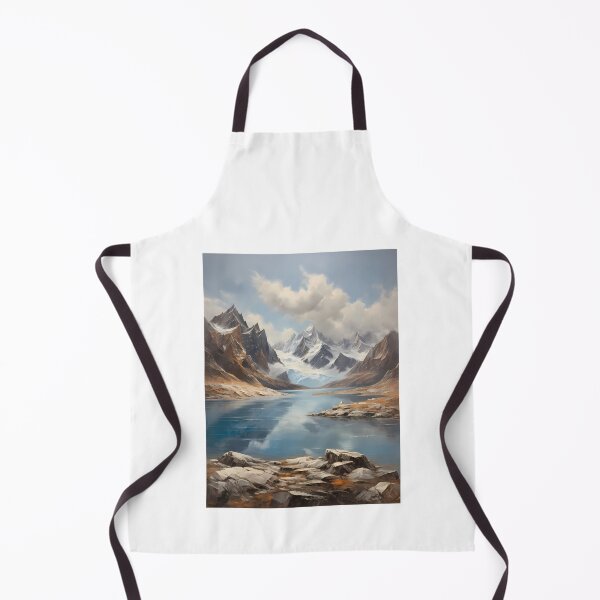 Item preview, A beautiful mountain lake with snow-capped peaks, vintage oil painting designed and sold by CreativeSparkzz.