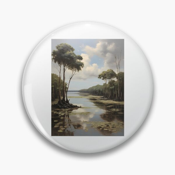 Item preview, A body of water in the mangrove forest, vintage oil painting designed and sold by CreativeSparkzz.