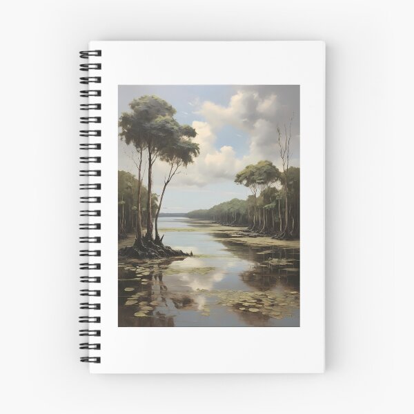 Item preview, A body of water in the mangrove forest, vintage oil painting designed and sold by CreativeSparkzz.